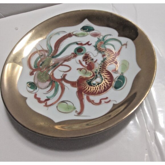 Chinese Dragon Hand Made Eggshell Porcelain Tea Cup & Saucer 22K Gold gilt - Picture 10 of 16